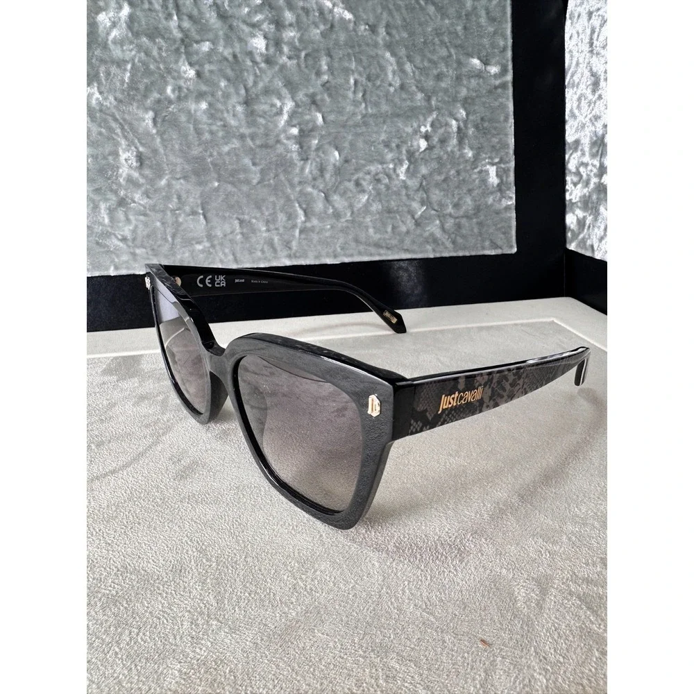 Just Cavalli SJC044 Women Sunglasses Black Snake Print Gradient Lenses *Read‎